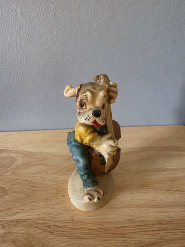 Vintage dog musician figurine - dog,