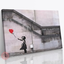 BANKSY BALLOON GIRL ALWAYS HOPE GRAFFITI STREET WALL ART CANVAS FRAMED PRINT