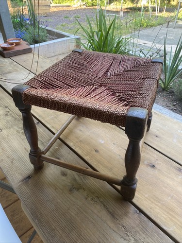 Vintage 1960 stool woven - vintage,