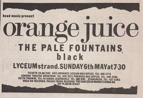 Orange juice gig advert - gig,