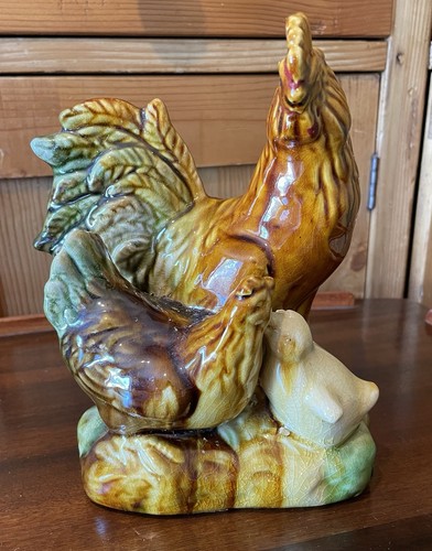 Vintage majolica rooster hen - vintage,