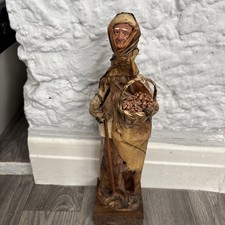 Vintage Mexican Paper Mache Figure. Lady Carrying Her Basket Of  wares 