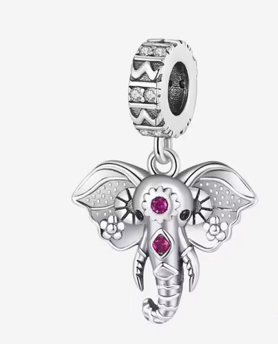 Pink stone elephant dangle - pink,
