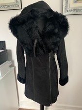 Joseph sheepskin shearling fur hooded coat Toscana jacket 40 UK12 US8 EU38