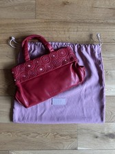 Genuine Vintage Radley Leather Red Handbag Purse With Dust Bag Designer 
