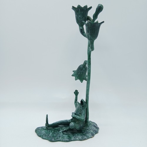 Vintage verdigris brass frog - verdigris,
