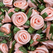 30 Small Satin Ribbon Roses