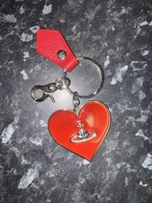 AUTHENTIC VIVIENNE WESTWOOD RED GRAIN MIRROR HEART ORB KEY RING
