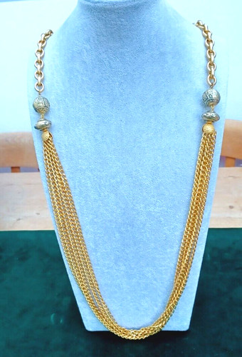 Gold tone necklace multi chain - tone,