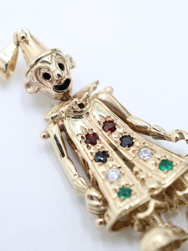 Gold gemstone clown pendant - gold,