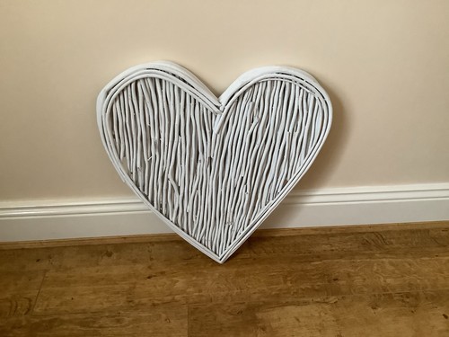 White wicker heart wall - wicker,
