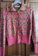 Zara Cactus Design Red Mix Long Sleeve Collared Button Up Cardigan Size S.