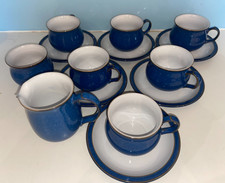 SET OF 6 DENBY IMPERIAL BLUE CUPS AND SAUCERS and jug and sugar bowl