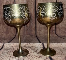 Pair of Vintage Engraved Brass