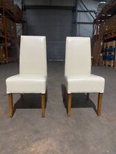 Cream Leather Madrid Dining Chairs - Dark Leg - Set of Two (E531)