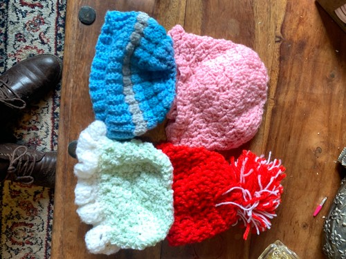 Baby bonnets wool - bonnets, wool,hand