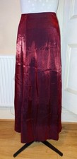 Burgundy Lined Maxi A-Line Party Xmas Skirt Taffeta Style Zip Closure UK 8 - 10
