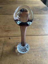 Vintage Single Flower Glass Bubble Heavy Base Tulip Bud Vase Pink