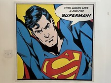 Rare: Roy Lichtenstein Superman - Large Print Canvas Frame 90x90cm