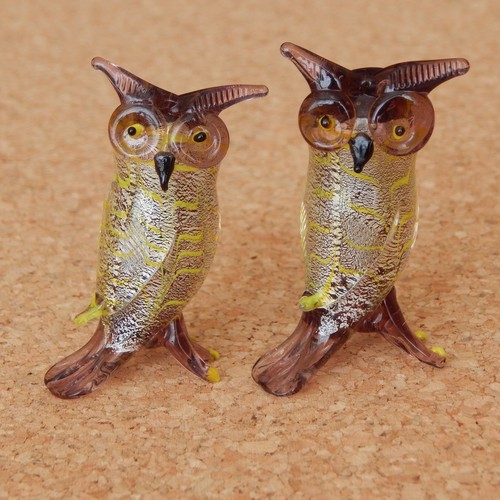 Vintage glass owls silver - 2,