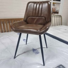 New 6 x Real Leather Vintage Brown Mustang Dining Chairs *Barker & Stonehouse*