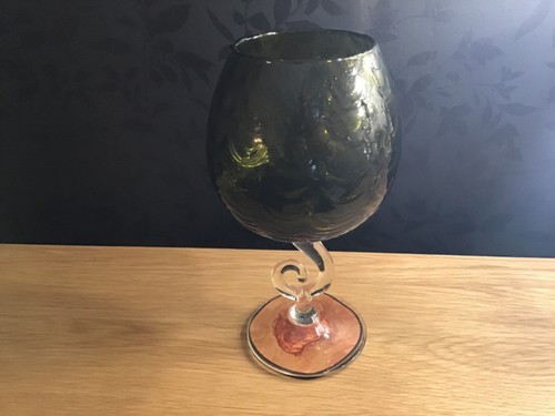 1960s green glass - , vase