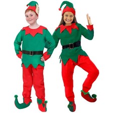 CHILDRENS ELF COSTUME KIDS SANTAS LITTLE HELPER CHRISTMAS BOYS XMAS FANCY DRESS