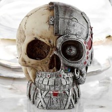 Cyborg Robot Skull Steampunk Ornament Head Gothic Fantasy Myth Sculpture Home