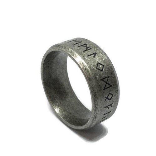 Nordic inscription steel - steel, ring
