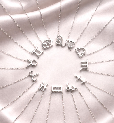 Zodiac pendant necklace silver - zodiac,