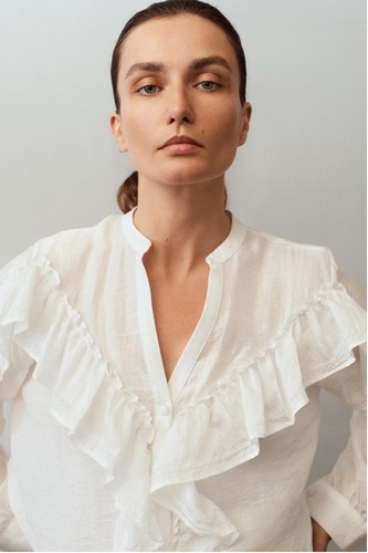 Zara ruffled lace blouse - lace, size