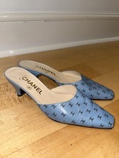 Chanel Women’s Blue Logo Heel Sandal Mules Size UK 3, EU 36