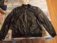 ZARA Men’s Faux Leather Bomber Jacket Black Size XXL