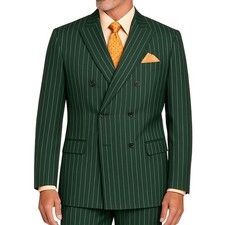 VINCI Men's Green Pinstripe