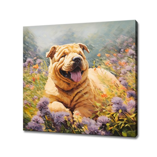 Shar pei dog flowers - pei, field