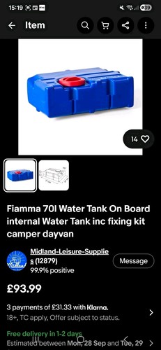 Fresh water tank fiamma - water,