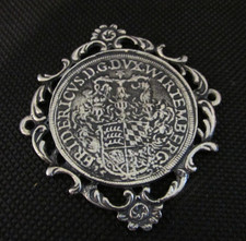 Vintage Solid 925 FAS Silver "Thaler" Type Replica Coin in Ornate Framework, 31g