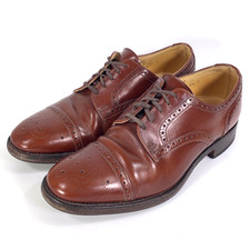 Loake Kelso Semi Brogue Derby Shoe Brown UK 7 Mens Leather Cap Toe Lace Up