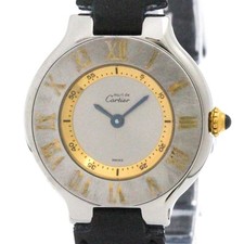 CARTIER Must 21 Gold Plated Steel Quartz Ladies Watch W10073R6 Polished