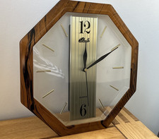 Retro Lincoln Wall Mount Clear Glass Quartz Clock  Octagonal 28cm