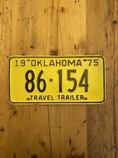 Vintage Oklahoma 1975 - TRAVEL TRAILER - US License Plate 86 154