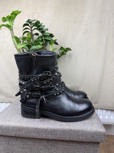Leather biker boots ash brown - biker,
