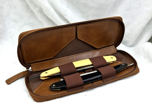 Pair antique cut throat razors - pair,