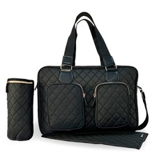 My Babiie Deluxe Changing Bag - Black Quilted - Grade A
