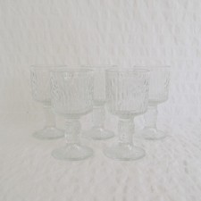 Vintage Ravenhead Siesta Ice Bark Effect Glass Sherry Wine Tumblers 5 Glasses