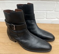 Mens Feud London Boots UK 9 Black Leather Ankle Cowboy Style Classic