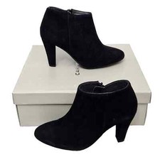 CARVELA Womens Lovely Ross Black Suede Zip Up Cone Heel Ankle Boots