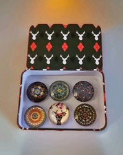 6 Pcs. Handmade Glass Magnet Decorative  For Ref Memo Board In Metal Gift Box