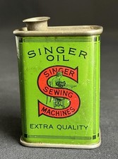 SINGER HOUSEHOLD LUBRICATING OIL CAN VINTAGE SEWING MACHINE OILER DISPLAY TIN