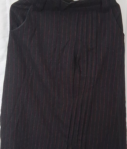 Black wool pinstripe - wool,